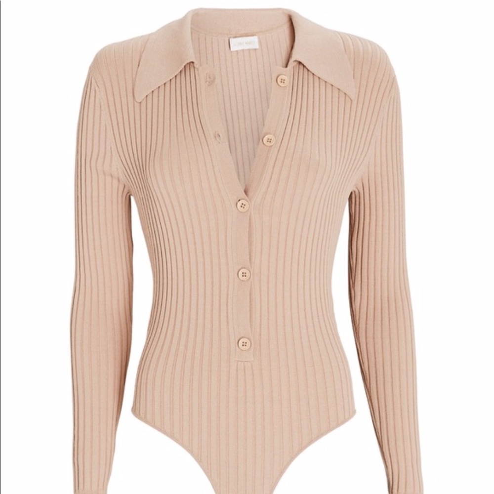 NWT RONNY KOBO Cyndie Ribbed Knit Polo Bodysuit NEW - Picture 6 of 9